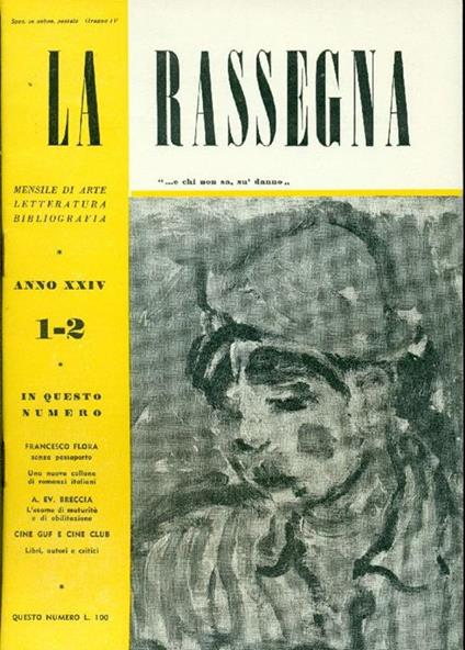 La Rassegna. Gennaio-Febbraio 1955, Anno XXIV, N. 1-2 - copertina