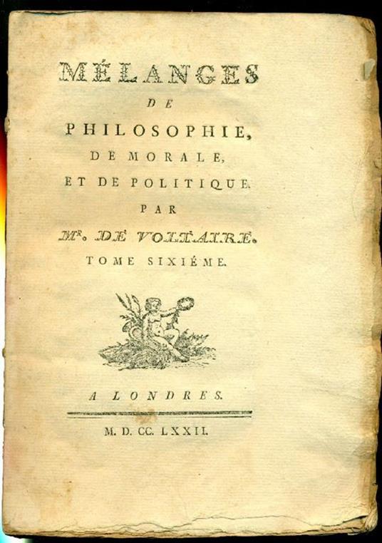 Mélanges de philosophie, de morale et de politique - Voltaire - copertina