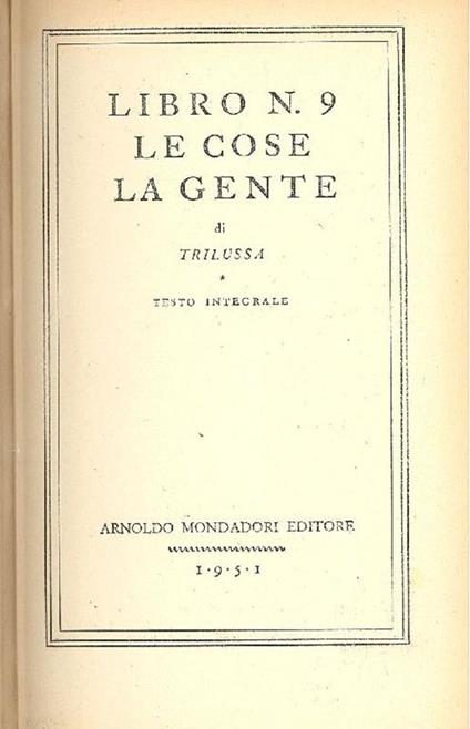 Libro n. 9. Le cose, la gente - Trilussa - copertina