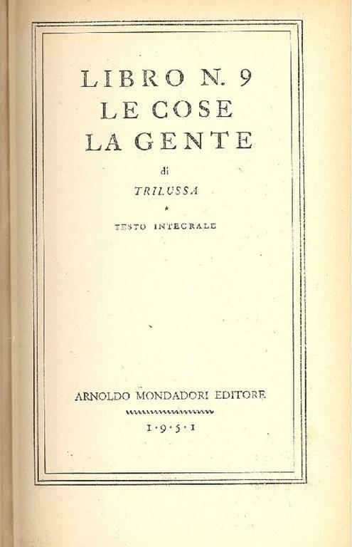 Libro n. 9. Le cose, la gente - Trilussa - copertina