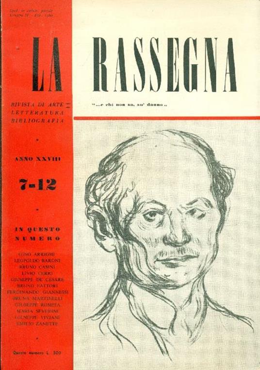 La Rassegna. Luglio-Dicembre 1959, Anno XXVIII, N. 7-12 - copertina
