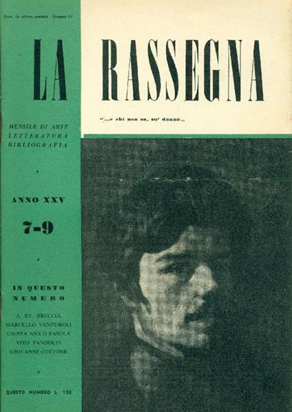 La Rassegna. Luglio-Settembre 1956, Anno XXV, N. 7-9 - copertina