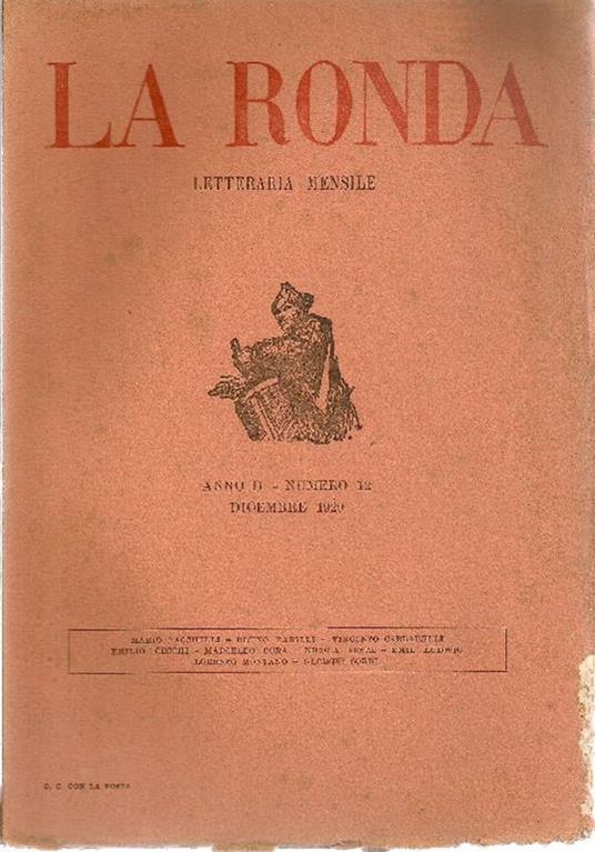 La Ronda Letteraria mensile. Anno II, N. 12, Dicembre 1920 - copertina