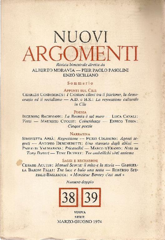 Rivista bimestrale diretta da Alberto Moravia, Pier Paolo Pasolini, Enzo Siciliano - copertina