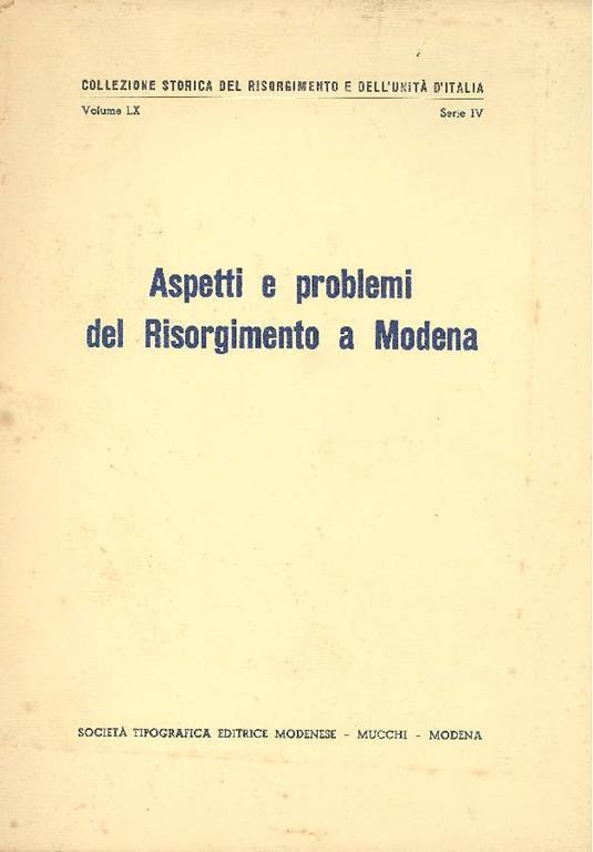 Aspetti e problemi del Risorgimento a Modena - copertina