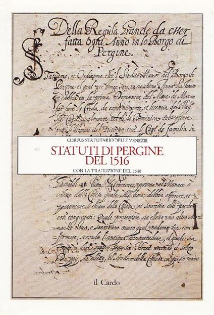 Statuti di Pergine del 1516 - copertina
