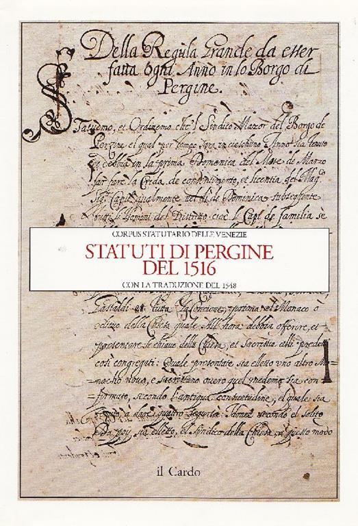 Statuti di Pergine del 1516 - copertina