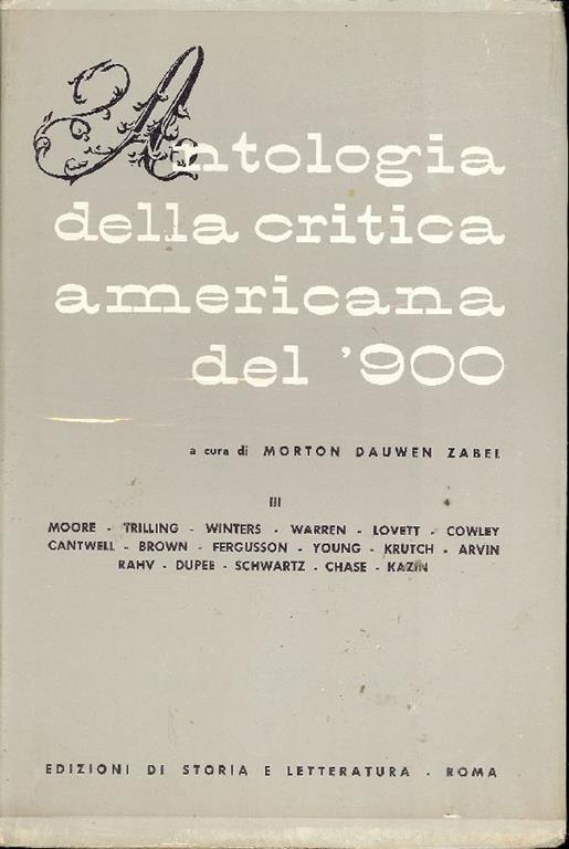 Antologia della critica americana del Novecento. Volume III - copertina