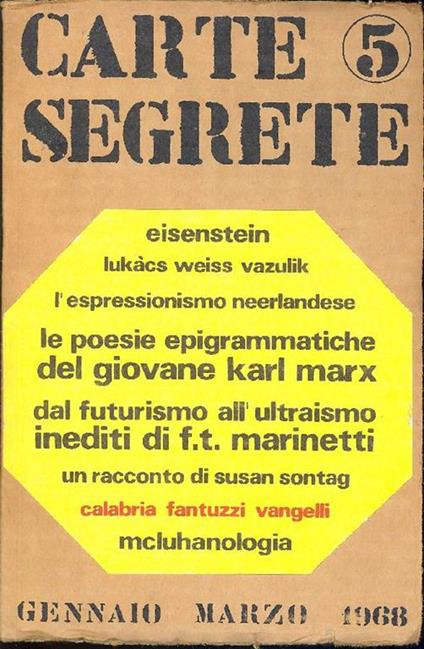 Carte Segrete. Gennaio. Marzo 1968 - copertina