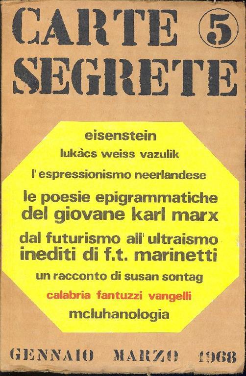 Carte Segrete. Gennaio. Marzo 1968 - copertina