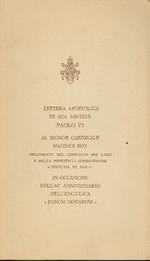 Lettera apostolica di sua Santità Paolo VI al signor cardinale Maurice Roy