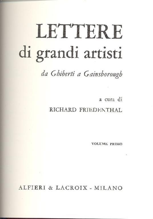 Lettere di grandi artisti - copertina
