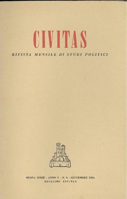 Civitas. Settembre 1954, Nuova serie, Anno V, N. 9 - copertina