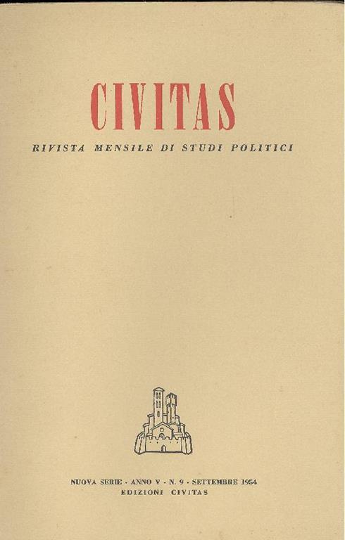 Civitas. Settembre 1954, Nuova serie, Anno V, N. 9 - copertina