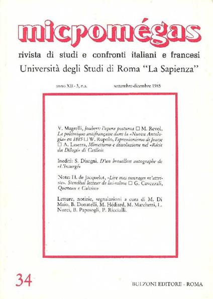 Micromegas. Settembre-Dicembre 1985 - copertina