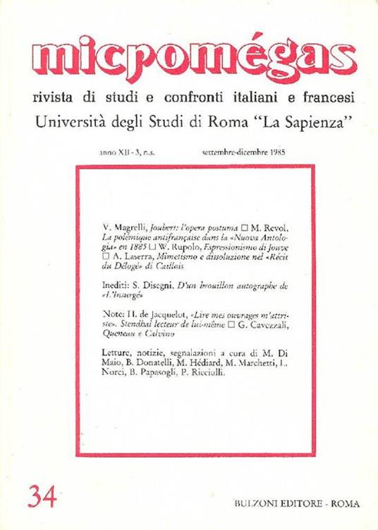 Micromegas. Settembre-Dicembre 1985 - copertina