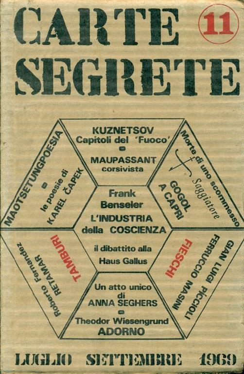 Carte Segrete. Anno III, Luglio-Settembre 1969, N. 11 - copertina