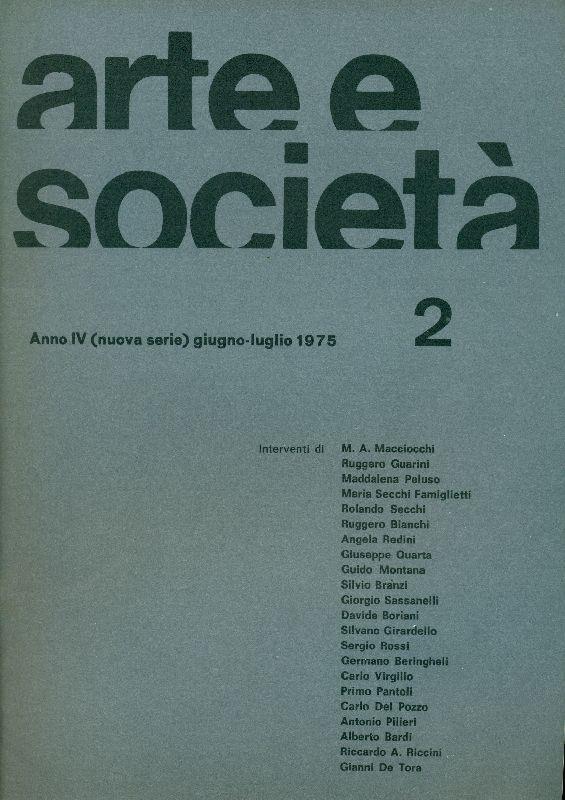 Arte e Società. Anno IV, N 2 (nuova serie), giugno-luglio 1975