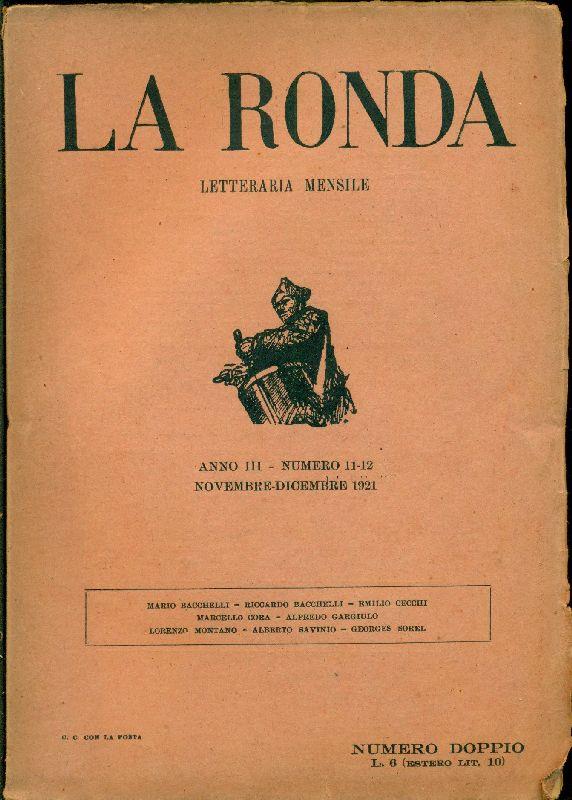 La Ronda Letteraria mensile. Anno III, N. 11-12, Novembre-Dicembre 1921