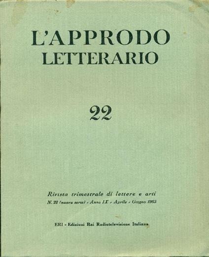 L' Approdo letterario N. 22 (nuova serie), Anno IX, Aprile-Giugno 1963 - copertina