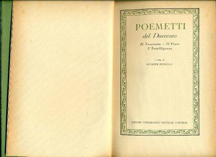 Poemetti del Duecento. Il Tesoretto - Il Fiore - L'Intelligenza - copertina