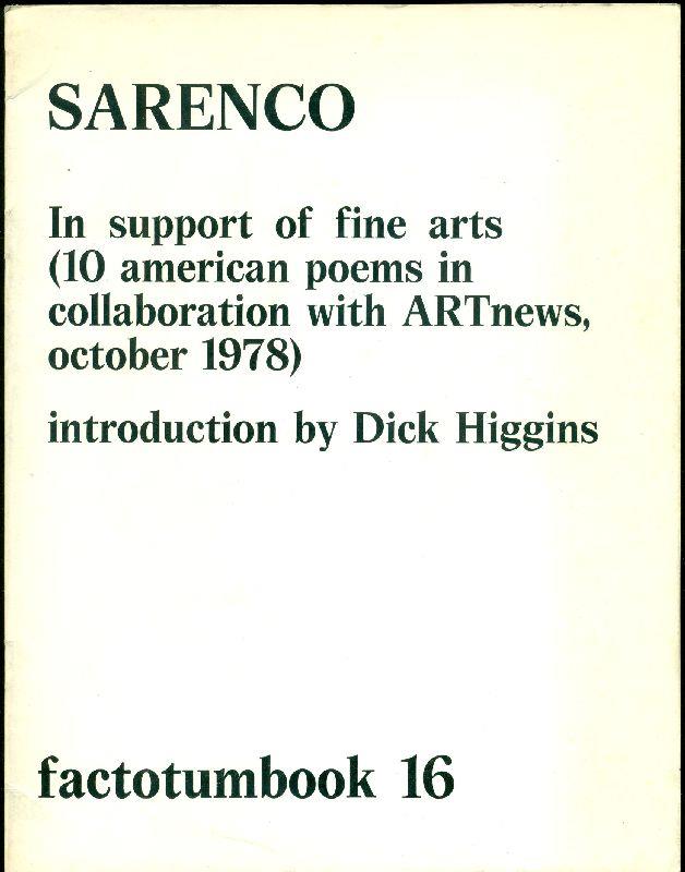 In support of fine arts (10 american poems in collaboration with ARTnews october 1978)