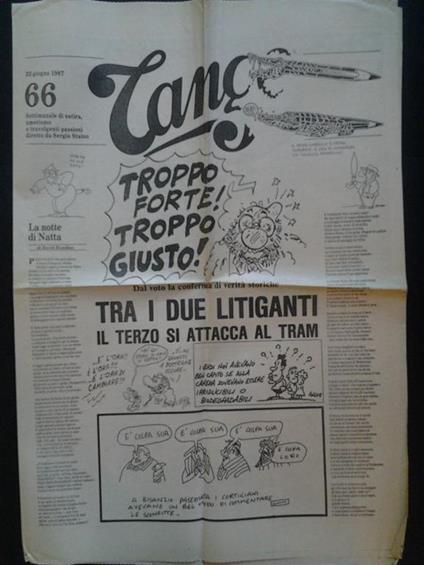 Tango. Settimanale di satira, umorismo e travolgenti passioni, diretto da Sergio Staino, N.66, 22 gi - copertina