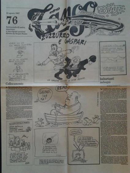 Tango. Settimanale di satira, umorismo e travolgenti passioni, diretto da Sergio Staino, N.76, 31 ag - copertina