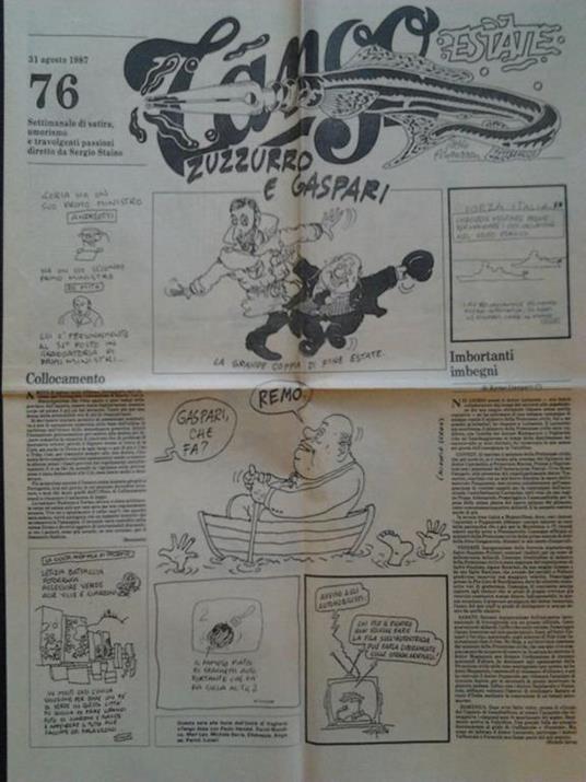 Tango. Settimanale di satira, umorismo e travolgenti passioni, diretto da Sergio Staino, N.76, 31 ag - copertina