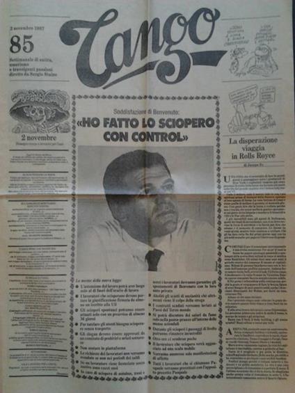 Tango. Settimanale di satira, umorismo e travolgenti passioni, diretto da Sergio Staino, N.85, 2 nov - copertina