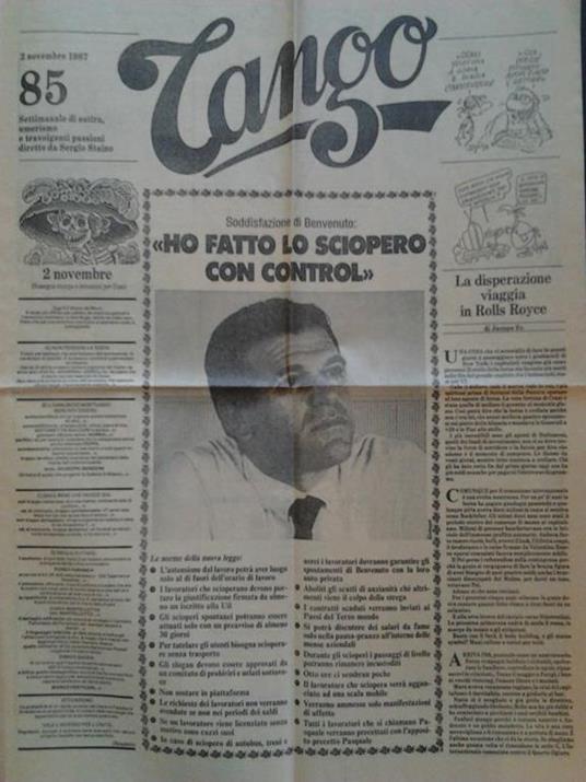 Tango. Settimanale di satira, umorismo e travolgenti passioni, diretto da Sergio Staino, N.85, 2 nov - copertina