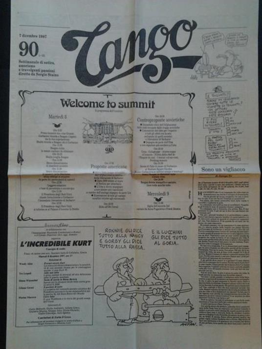 Tango. Settimanale di satira, umorismo e travolgenti passioni, diretto da Sergio Staino, N.90, 7 dic - copertina