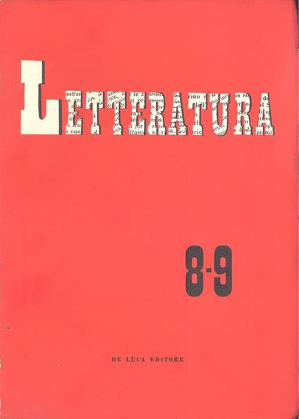 Letteratura. Anno II - Marzo - Giugno 1954 - N.8-9 - copertina