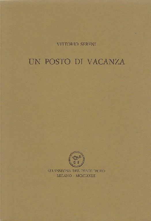 Un posto di vacanza - Vittorio Sereni - copertina