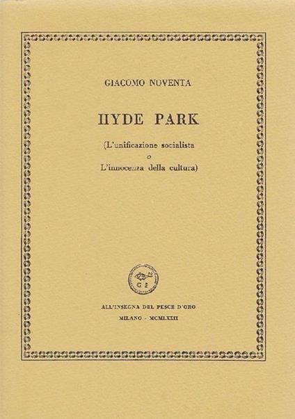 Hyde Park - Giacomo Noventa - copertina