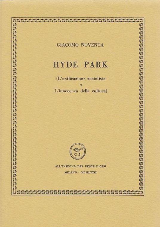 Hyde Park - Giacomo Noventa - copertina