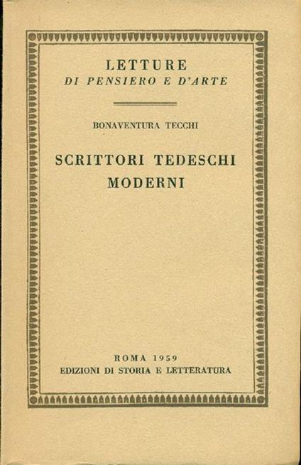 Scrittori tedeschi moderni - Bonaventura Tecchi - copertina