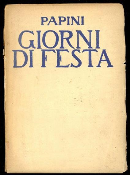 Giorni di festa - Giovanni Papini - copertina