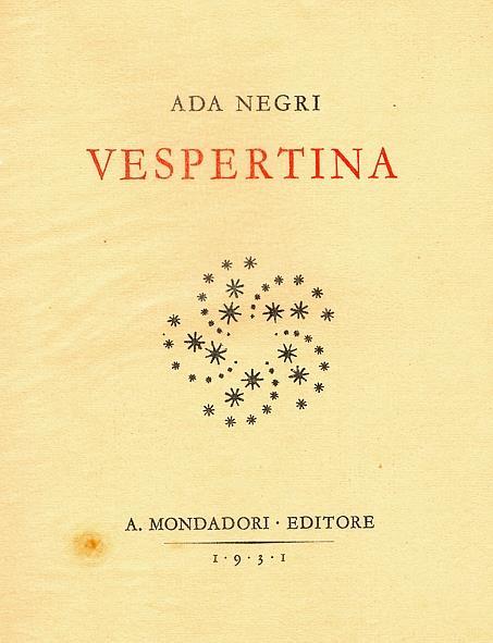 Vespertina. Prima edizione - Ada Negri - copertina