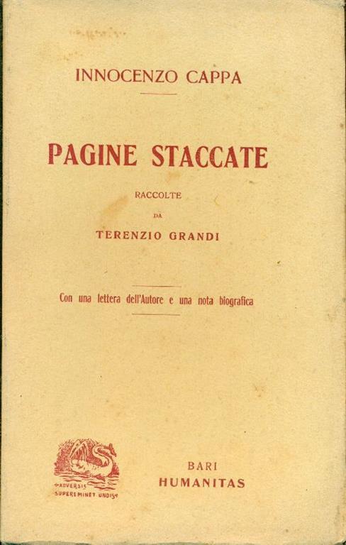 Pagine staccate. Raccolte da Terenzio grandi - Innocenzo Cappa - copertina