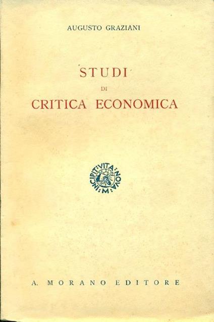 Studi di critica economica - Augusto Graziani - copertina