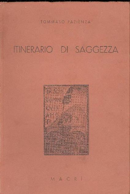 Itinerario di saggezza - Tommaso Pazienza - copertina