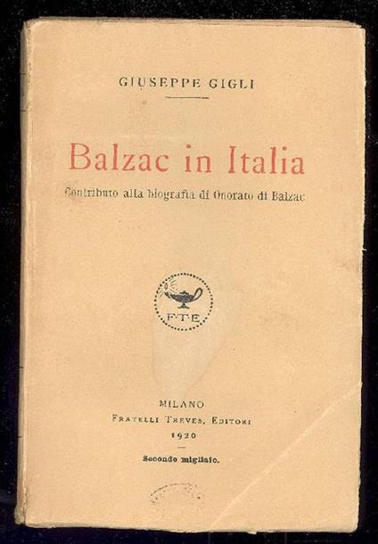 Balzac in Italia - Giuseppe Gigli - copertina