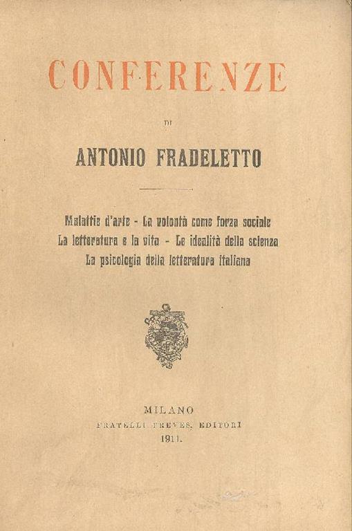 Conferenze - Antonio Fradeletto - copertina