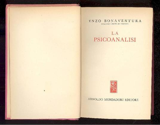 La psicoanalisi - Enzo Bonaventura - copertina