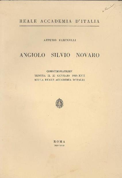 Angiolo Silvio Novaro - Arturo Farinelli - copertina