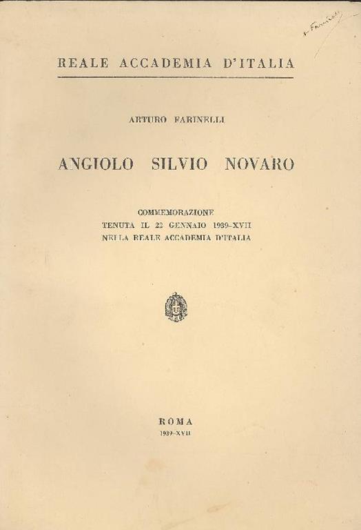 Angiolo Silvio Novaro - Arturo Farinelli - copertina