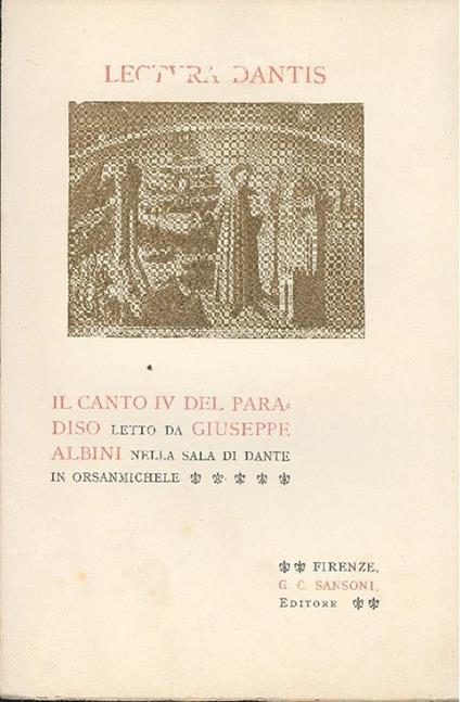 Il canto IV del Paradiso - Giuseppe Albini - copertina
