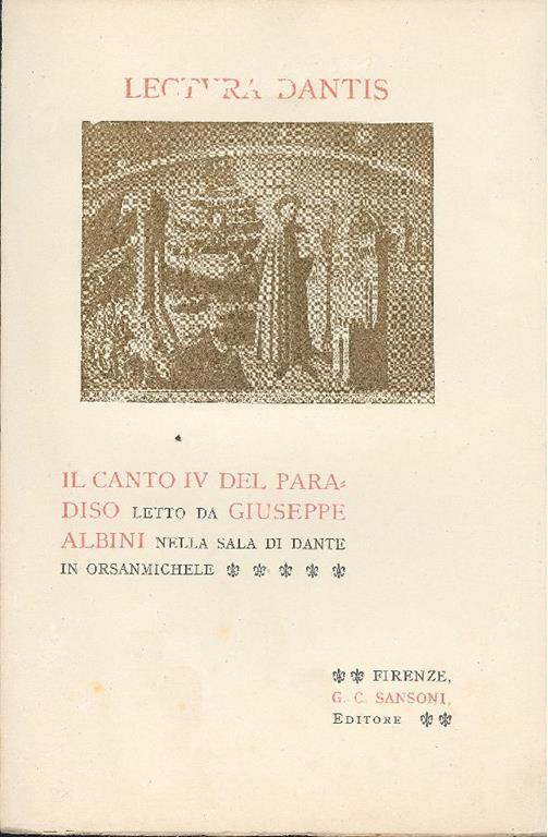 Il canto IV del Paradiso - Giuseppe Albini - copertina