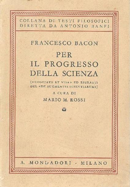 Per il progresso della scienza - Francesco Bacone - copertina